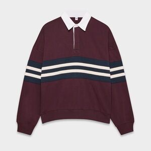 Aritzia Lomu Polo Burgundy and Navy Rugby Shirt